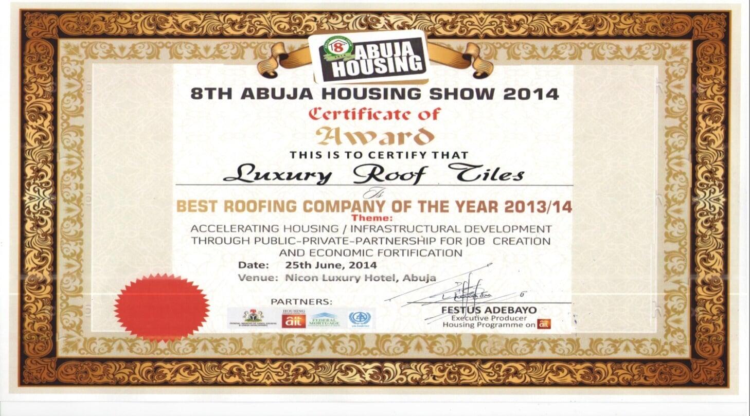  Winner 8th Abuja Housing Show 2014